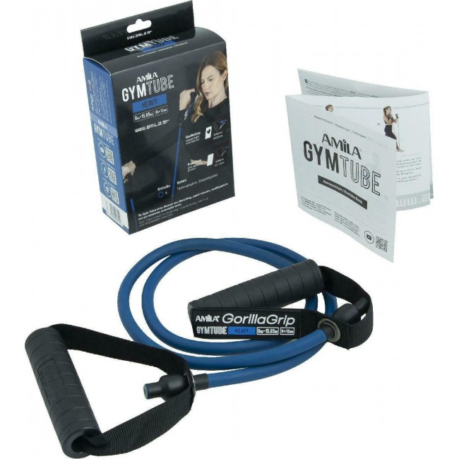 Λάστιχο με Λαβές Gym Tube Gorilla Grip Μπλε-Σκληρό Amila 96654