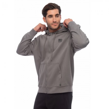 BENATION 07302501 LOGO FULL ZIP HOODIE CHARCOAL 3F