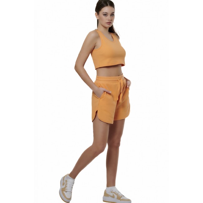 ΓΥΝΑΙΚΕΙΟ WAFFLE CROP ΑΜΑΝΙΚΟ PAPAYA ORANGE ΓΥΝΑΙΚΕΙΟ WAFFLE CROP ΑΜΑΝΙΚΟ PAPAYA ORANGE