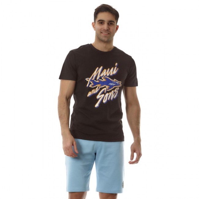 Maui Ανδρικό T-Shirt Μπλουζάκι Rifko Μαύρο