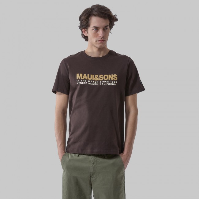 Maui Ανδρικό Μπλουζάκι T-Shirt Water Καφέ